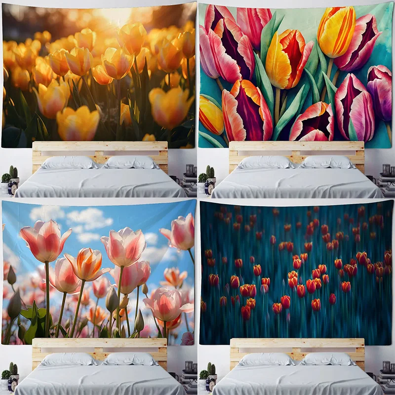 Beautiful Tulip Decorative Tapestry Home Wall Decoration Office Living Room Tapestry