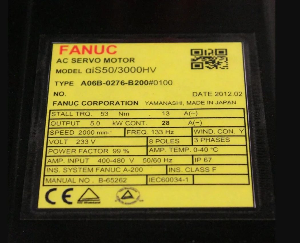 

New A06B-0276-B200#0100 Fanuc Motor warranty 12 months A06B-0276-B200#0100