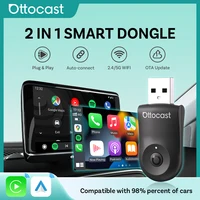 OTTOCAST Mini 2 en 1 inalámbrico Carplay Android Auto adaptador convertir con cable a inalámbrico Apple CarPlay baja latencia Plug & Play Dongle