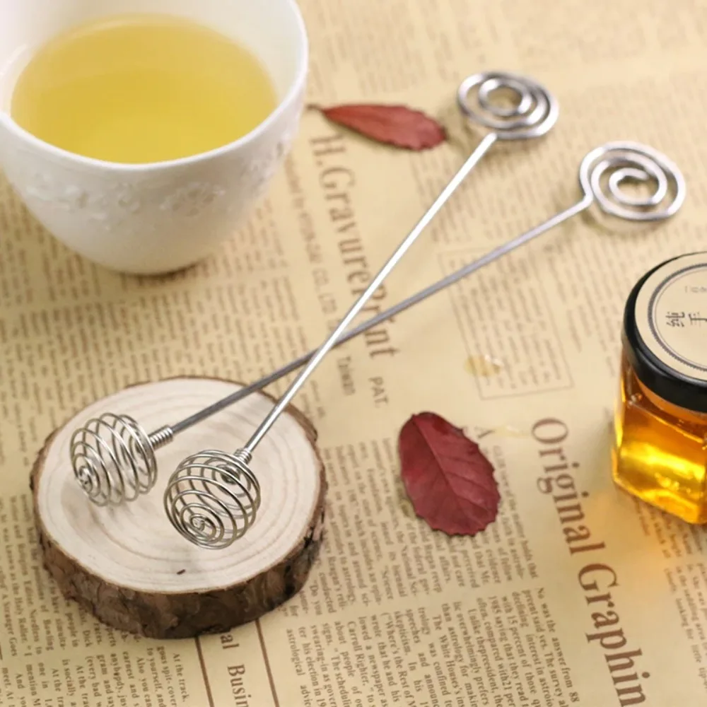 Household Stainless Steel Honey Dipper Sticks Double-headed Spiral Metal Mixing Spoon Long Handle Honey Stirrer Syrup