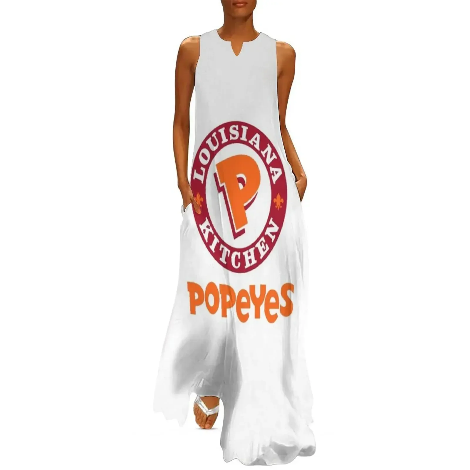 

Popeyes Fastfood Long Dress summer women's suit evening dress woman women's dresses luxury loose summer dress