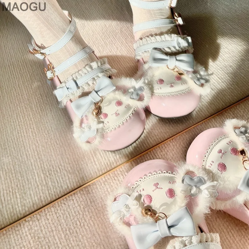 Cute Sweet Lolita Shoes for Women Japanese Style Bowknot Round Toe Mary Jane Shoes Lovely Low-heel Pumps Size35-40 Zapatos Mujer view 2