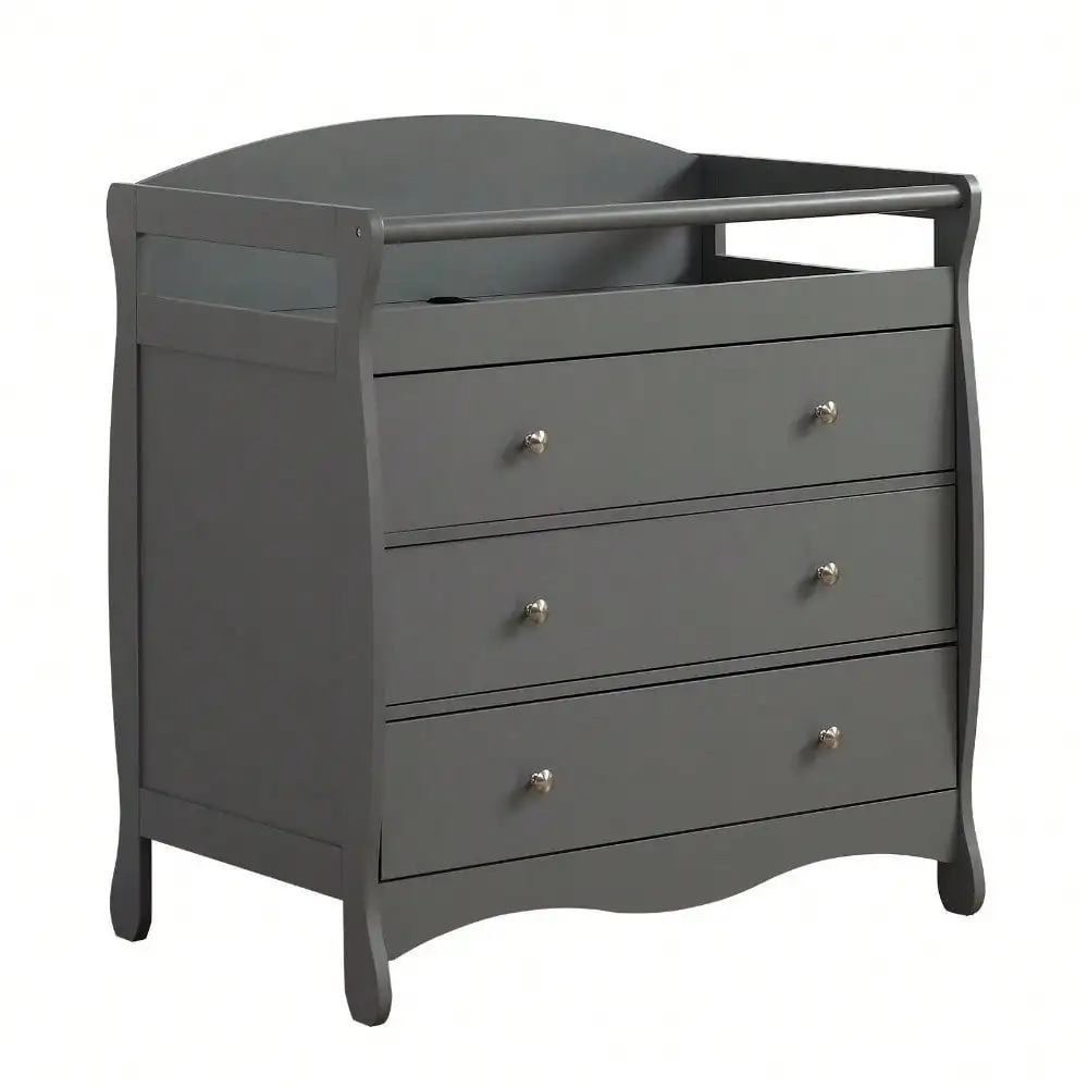 Baby Changing Table Infant Diaper Station with 3 Drawer and Safety Belt Gray