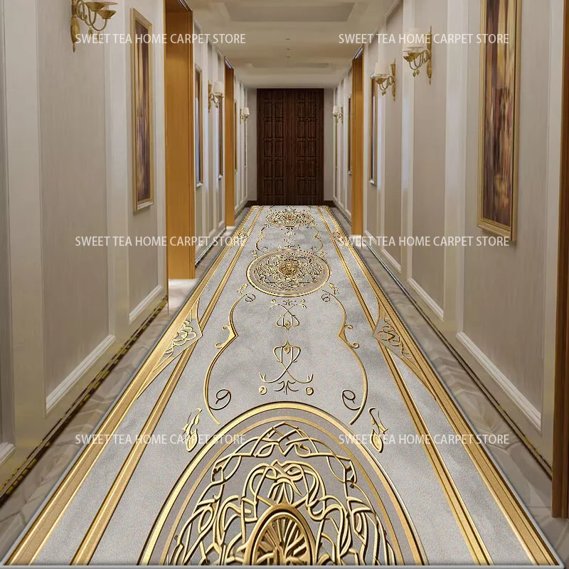 Modern Luxury Hall Runner Decoration Bedroom Washable Hall Carpet Chinese Style Doorway Rug Doorway Lobby Non-slip Mat Stairs