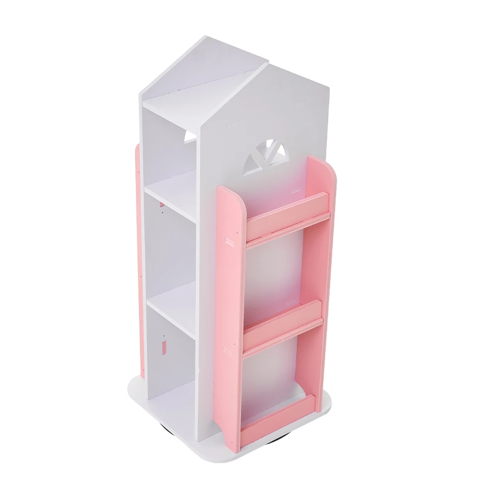 Voltsify 4-Tier Castle Kids Rotating Bookshelf Storage Organizer Rack