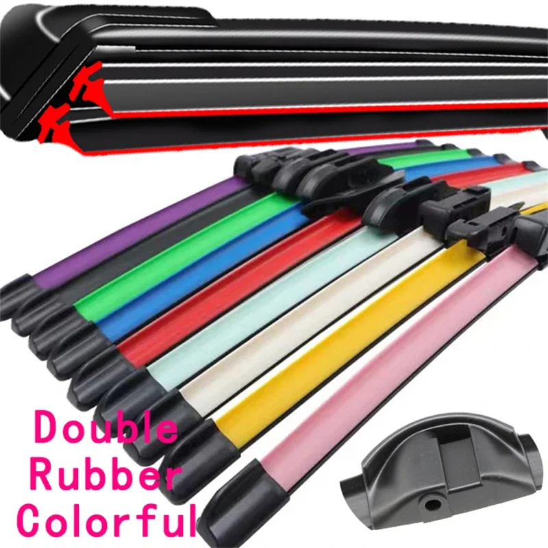 

Colorful SIDE PIN Car Windshield Wiper blades Universal Soft Double layer Rubber Frameless Bracketless 16" 19" 20" 22" 24"26"30"