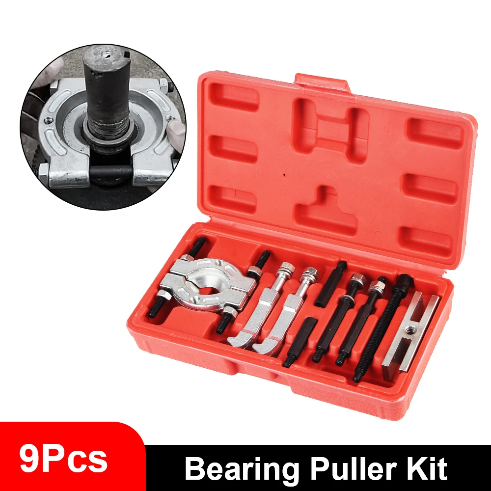 Bearing Removal Tool Set Professional with Red Case 9Pcs Bearing Separator and Puller Set Bearing Separator Car Repair Tool Kit