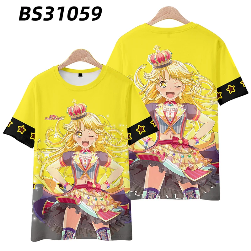 Anime BanG Dream! Poppin'Party 3D Print Men's/Women's T shirts Fashion Cartoon Girl Band Tee Shirt Harajuku Kid Short sleeve Top