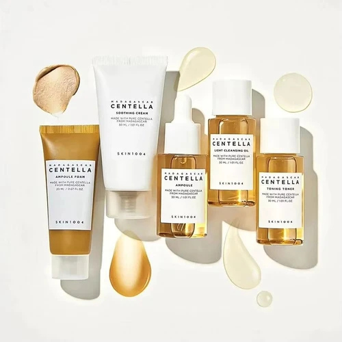 CENTELLA-Juego de cuidado de la piel, crema calmante, ampolla reparadora, espuma, tóner tonificante, repara suavemente la barrera de la piel, juego de cuidado de la piel de viaje