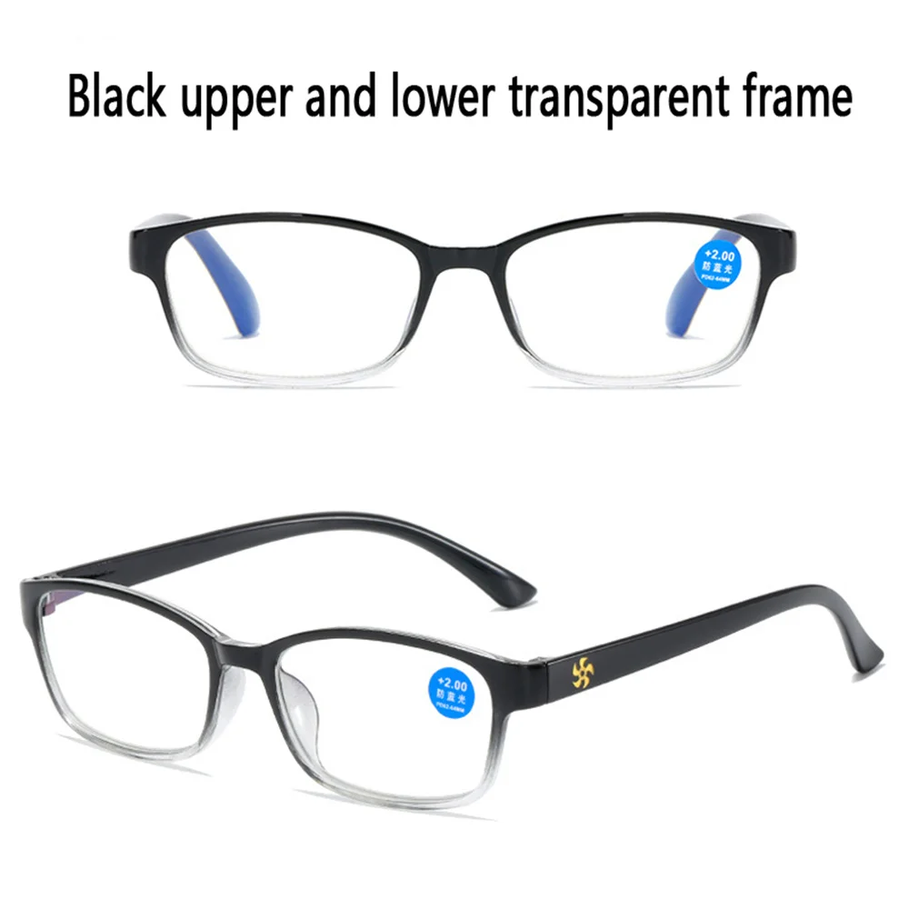 Elbru Diopters+1+1.5+2+2+5+3+3.5+4 Anti Blue Rays Reading Glasss Women Men Sqaure Business Presbyopic Optical Eyeglasses Frame