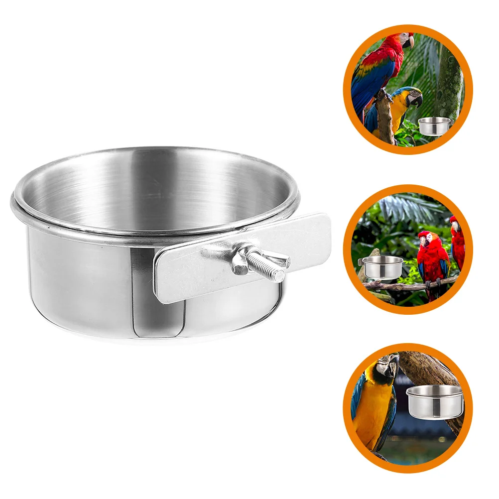 

2pcs Stainless Steel Food Bowl for Cage Small Food Holder Parrot Hanging Feeder Reusable Strong Lasting Pet Bird