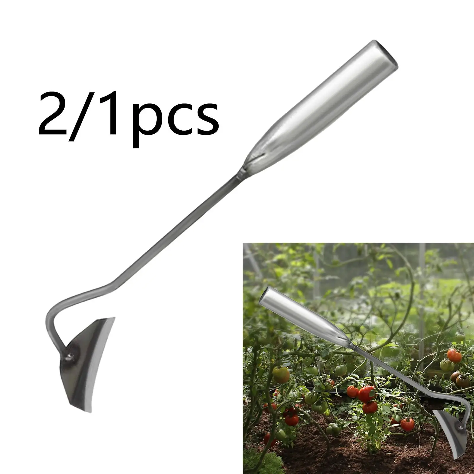 Hand Hoe 11\'\' Digging Labor Saving with Handle Metal Lightweight Garden Weeder Tool for Garden Backyard Yard Bonsai Planting