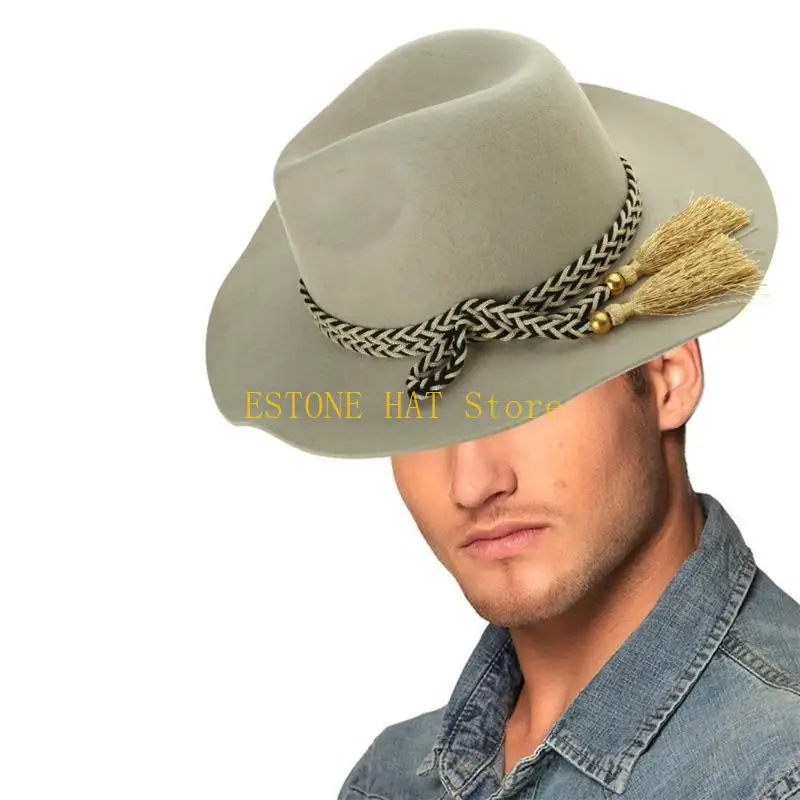 49MF Cowboyhoed Zwarte Fedora Hoed Cowboyhoed voor Feestfeest Cowboyhoed