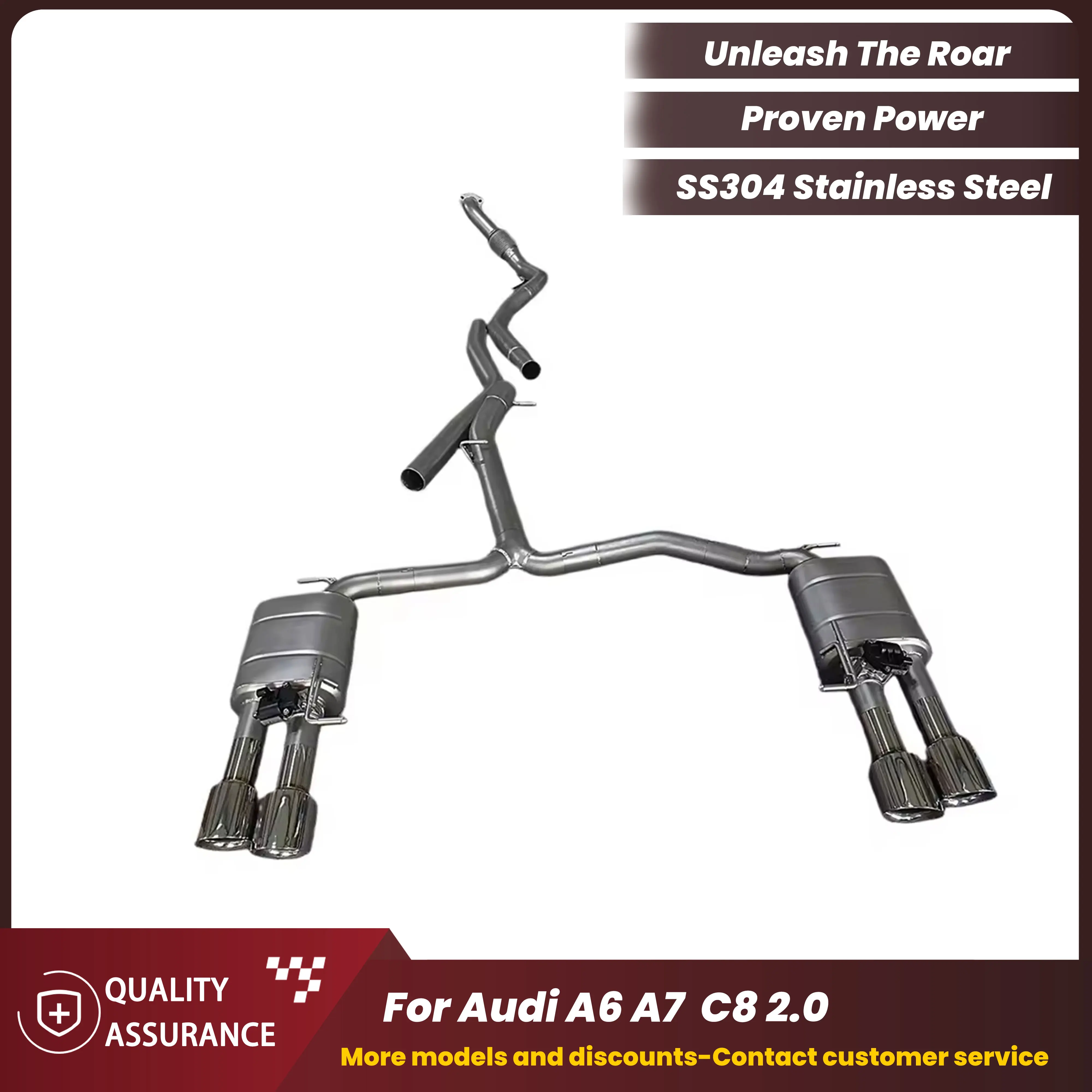 

ECCF SUS304 Stainless Steel Catback Performance Exhaust for Audi A6 A7 C8 2.0T