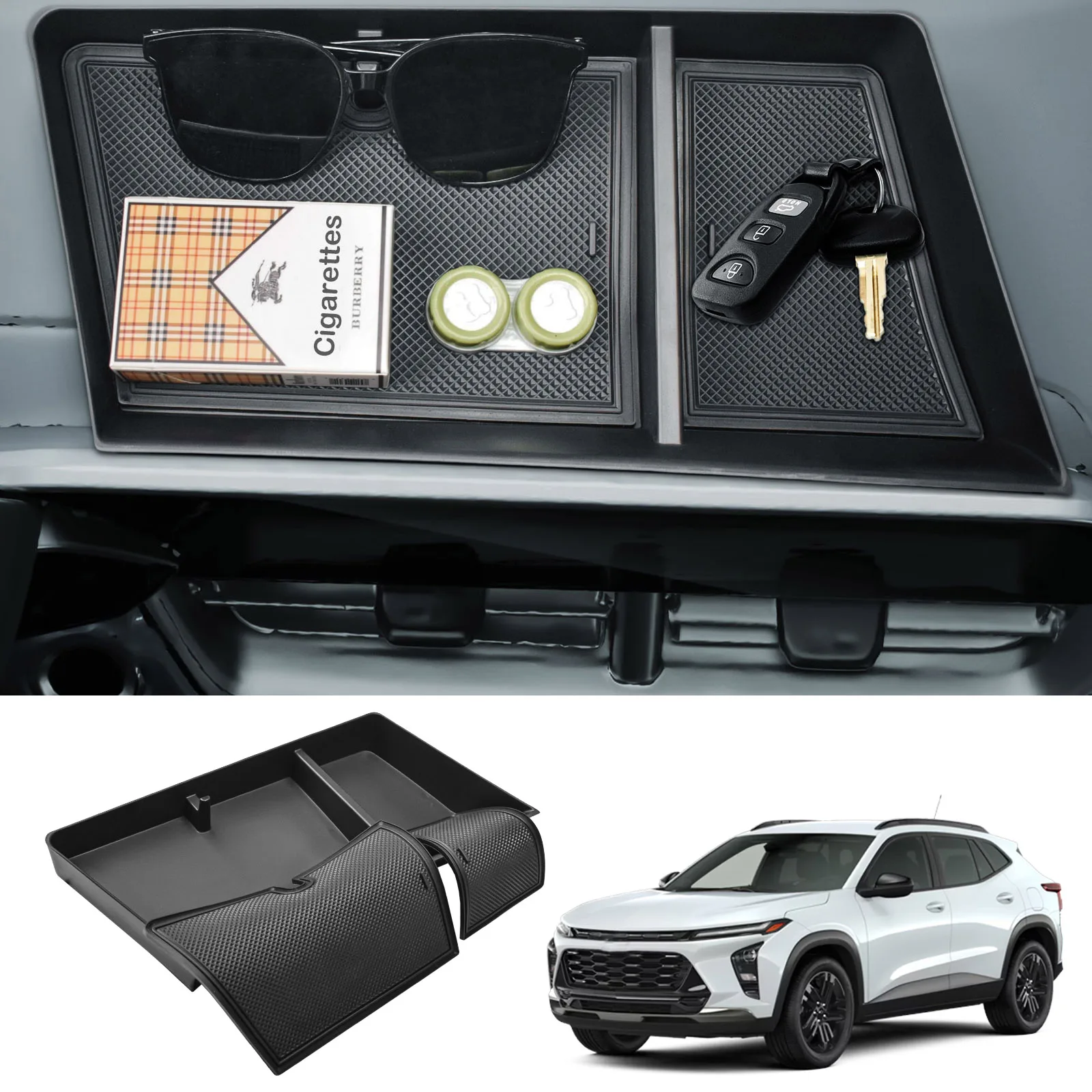 

HGWEI For 2024 2025 Chevy Chevrolet Trax Center Console Organizer Dashboard Tray Box Behind Screen Armrest Storage Accessories