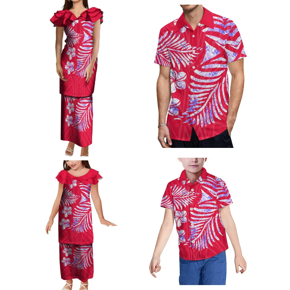 Pacific Island Clothing Polynesian Custom Wholesale House Party Party Clothing Mother Daughter Puletasi Father Son Shirt