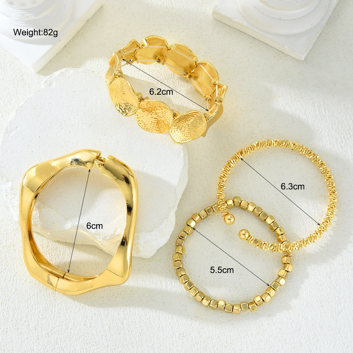 4 قطعة/المجموعة الشرير غير النظامية أساور للنساء حساسة الذهب اللون المعادن الهندسة الكفة الأساور موضة الهيب هوب مجوهرات الحفلات هدايا #6