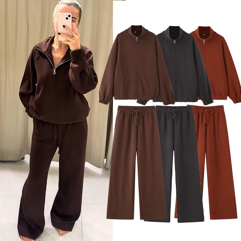 CharmChant Women's Tracksuit Cotton Zipper Cardigan Sets To Woman Fall Outfits Woman 2025 Long Sleeve Sportswear Outfit Pantsuit