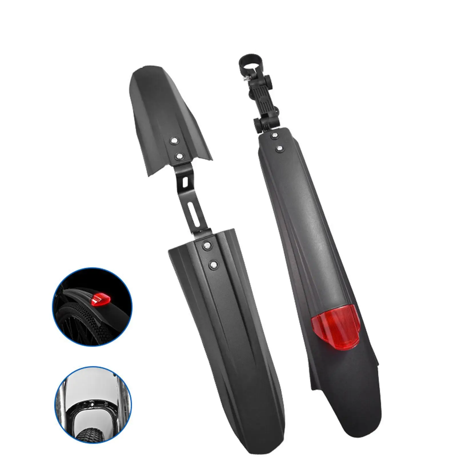 

Plastic Bicycle Fenders Adjustable Mudguard Set for Mountain Bike Rain Riding Supplies with Reflective Taillight