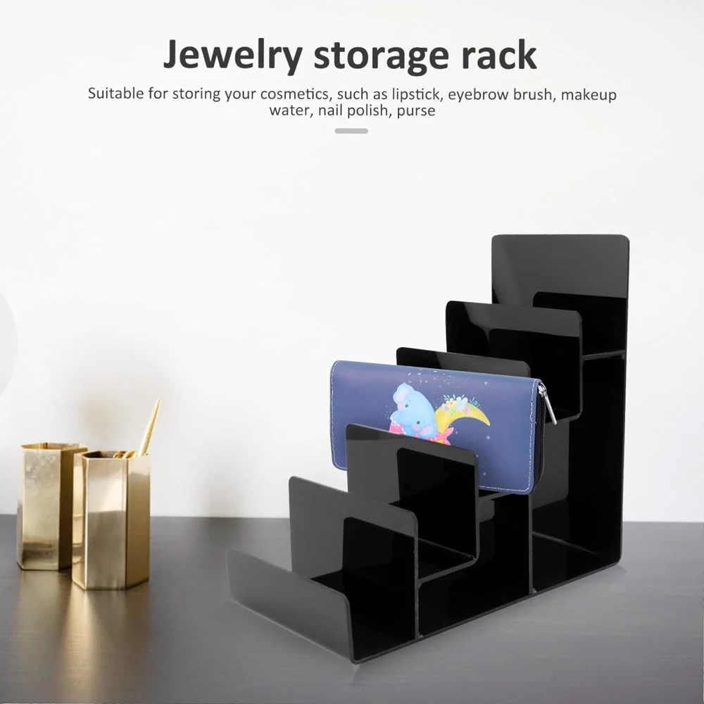 

Jewelry Accessories Display Holder Organizer Makeup Display Stand Cosmetic Storage Rack Jewelry Storage Black Multilayer Shelf