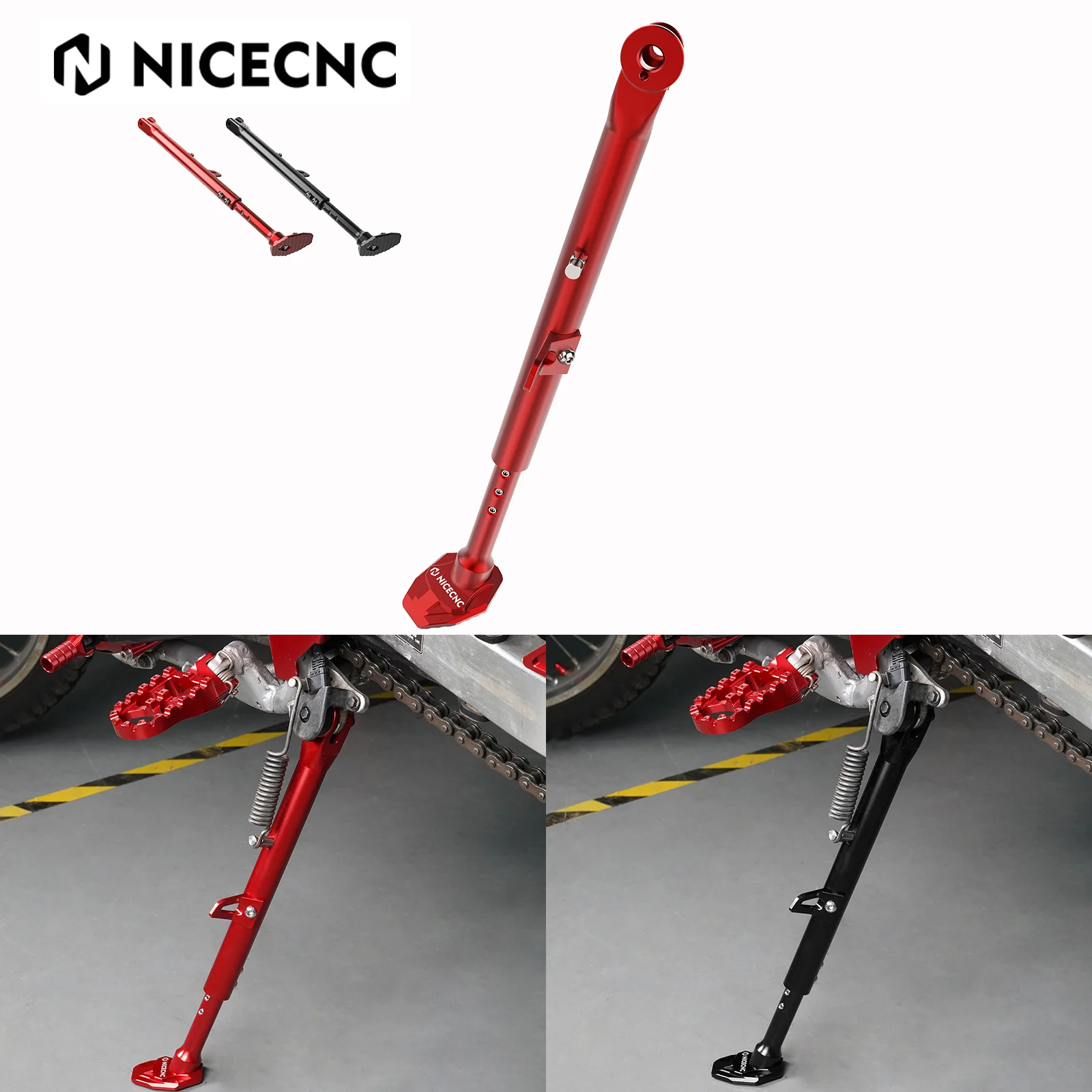 

For Honda XR650L XR 650L 650 L 1993-2024 2023 Racing NICECNC Adjustable Parking Side Stand Kickstand Aluminum Lowering Links