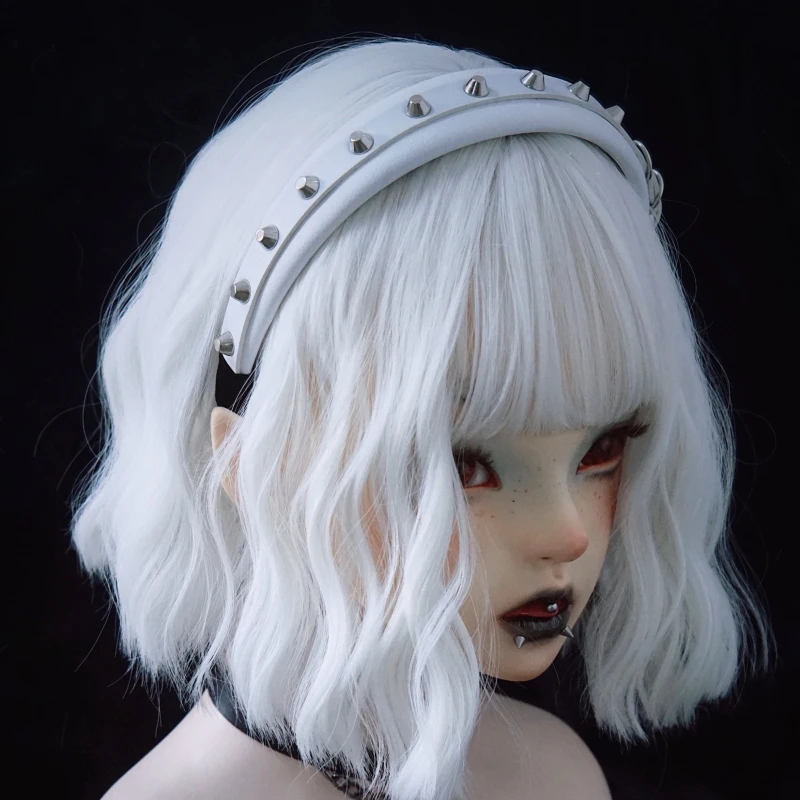 Gothic Anime Haarbänder Punk Spikes Stirnband Niet Leder Gürtel Schnalle Haar Zubehör Für Frauen