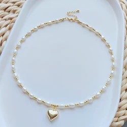 KKBEAD Heart Pendant Necklaces Choker for Women Jewelry Natural Pearl Necklace for Women Gift Accessories