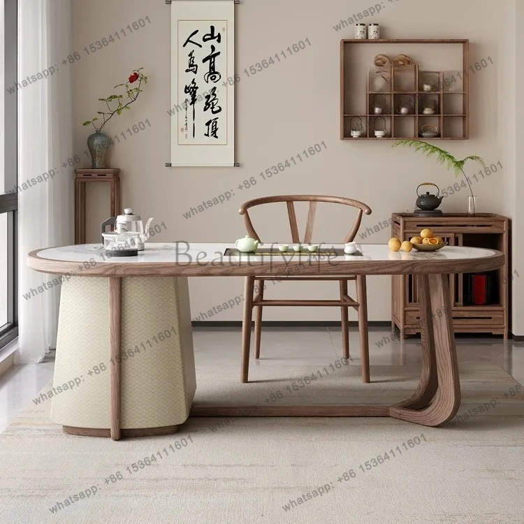 Table à thé simple en bois massif, style médiéval japonais, ensemble de fabrication de thé domestique, table à thé intégrée