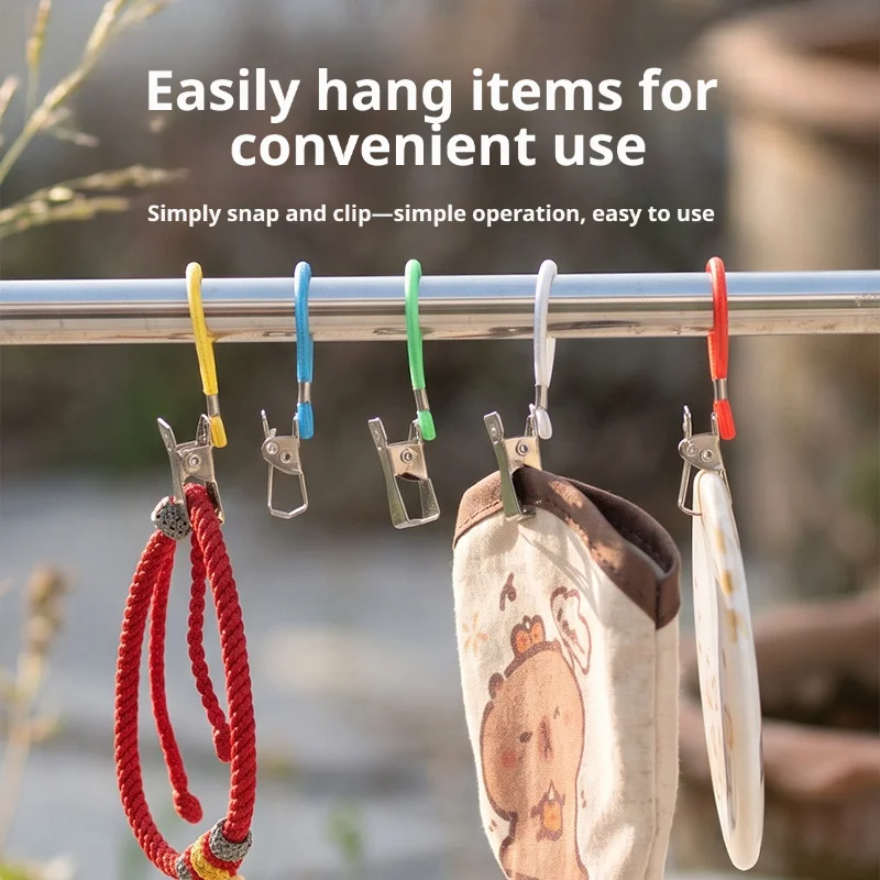 10pcs Outdoor Multi-Function Mini Clips, Stainless Steel Clip Heads Metal Towel Clips, Bath Towel Clips, Beach Towel Clips