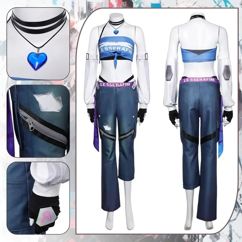

OPDVA OW Cosplay Fantasia Costume Disguise for Women Girls Top Pants Gloves Necklace Set Roleplay Outfits Halloween Carni 8f5d][