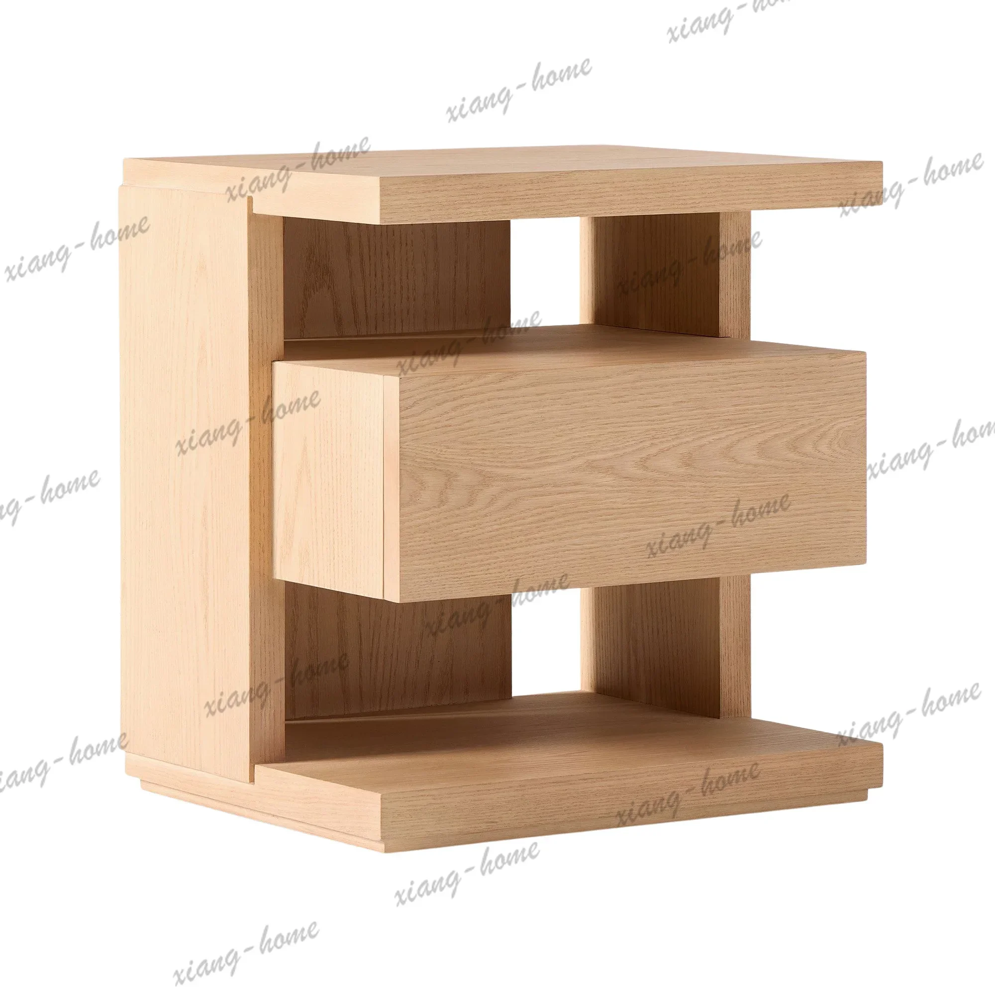 Best Sellers Minimalist Solid Wood Side Table Nightstand With Floating Drawer And Open Storage For Hotel Bedroom Furniture