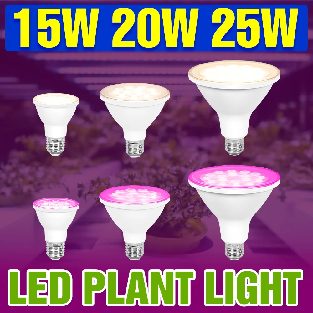 25W LED 220V Grow Light Bulb E27/E26 Full Spectrum Cultivation Lamp 110V For Plant Indoor Growth Box Potted Flower Fill Lighting