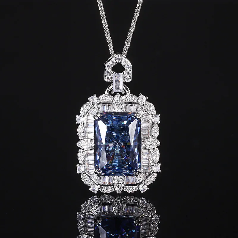 New High-end Jewelry Set Radiant Cut Retro High-end Pendant Necklace Main Stone 15*20 Jewelry