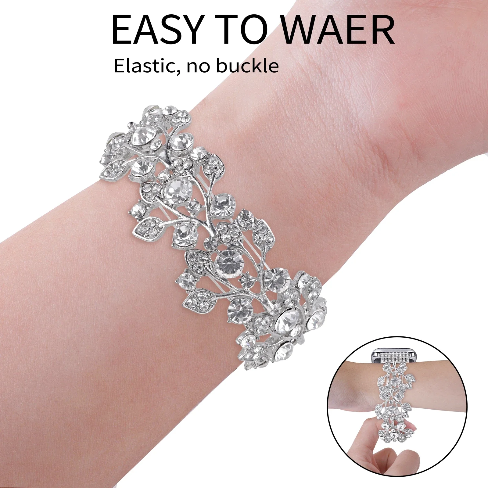 Superior Bling Elastic force Bracelet For Apple Watch band link Series 10/9/8/7/6/5/4/3 40mm 41mm 42mm 44mm 45mm 46mm 49mm Strap