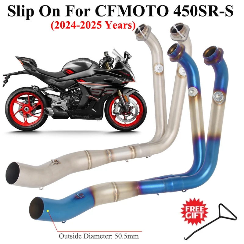 

Slip On For CFMOTO 450SR-S 2023 2024 Motorcycle Exhaust Escape Systems Modified Front Link Pipe 2 Sensors Connect 51mm Muffler