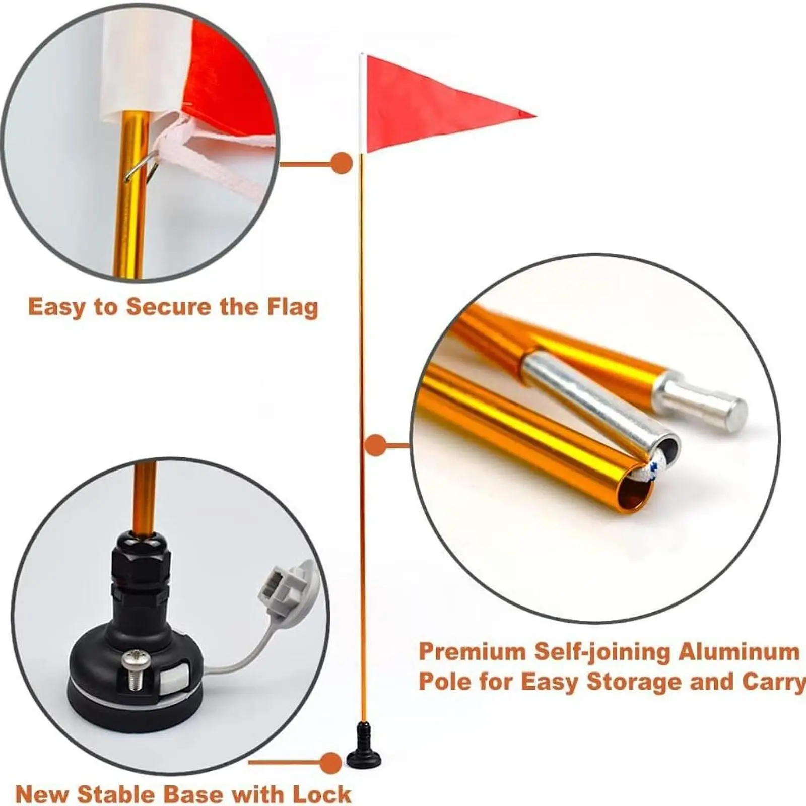 Kayak Safe Flag Mount Kit Multifunction Compact Lightweight Foldable Flag Pole with Mount Base for Yacht Dinghy Kayaking Canoe