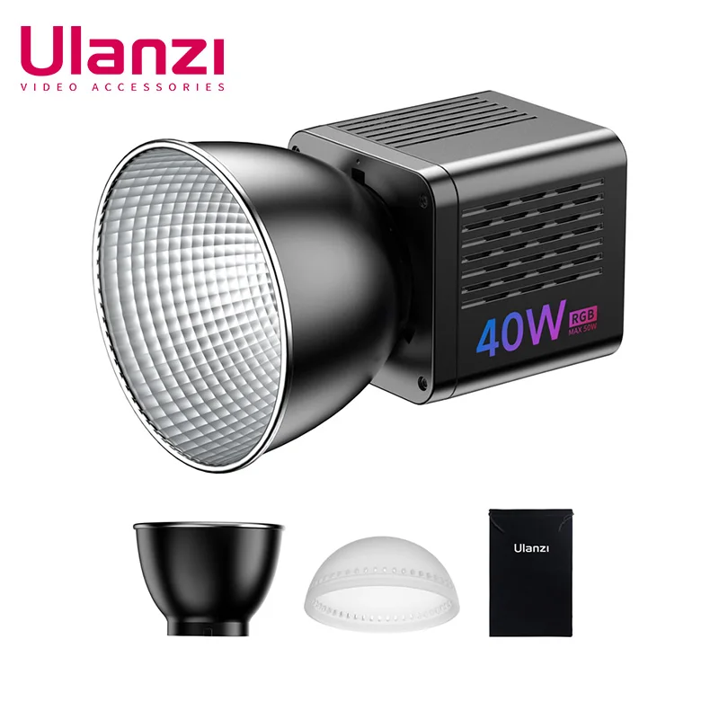 

Ulanzi L024 40W RGB COB Video Light 0-359° RGB Full Color 2500-6500K Bi-color Fill Light 3400mAh Mini Bowens Mount COB Light