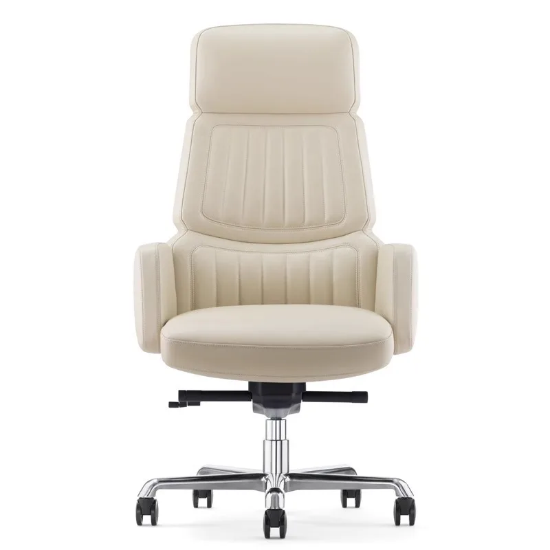 Silla de oficina presidencial de lujo estable y gruesa, silla frontal de negociación para reuniones de negocios, silla de cuero de elevación para estudio en casa