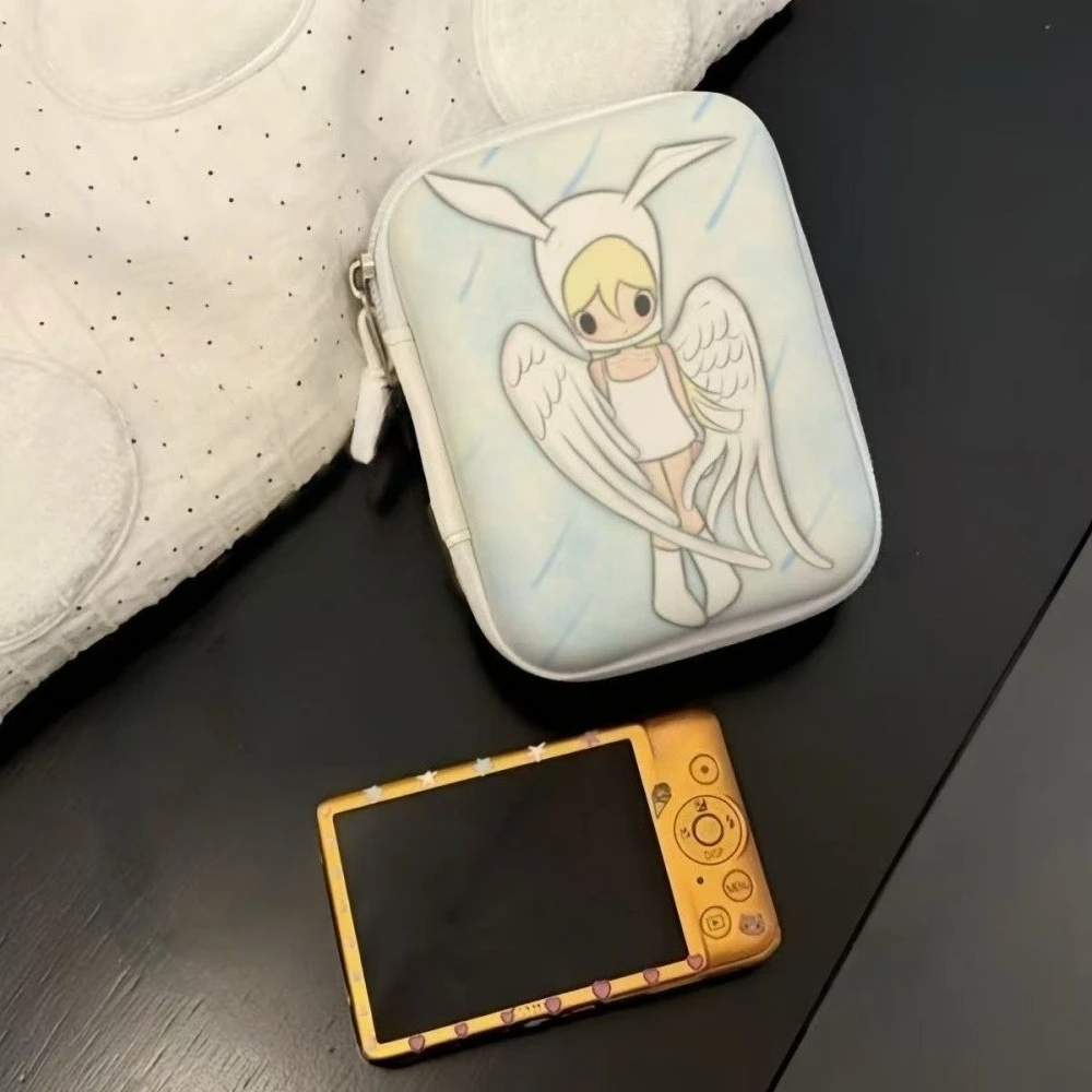 Y2K Angel Girl EVA Storage Bag Cute Cartoon Digital Camera Case Compact Storage Pouch for Digital Devices & Makeup Decoration