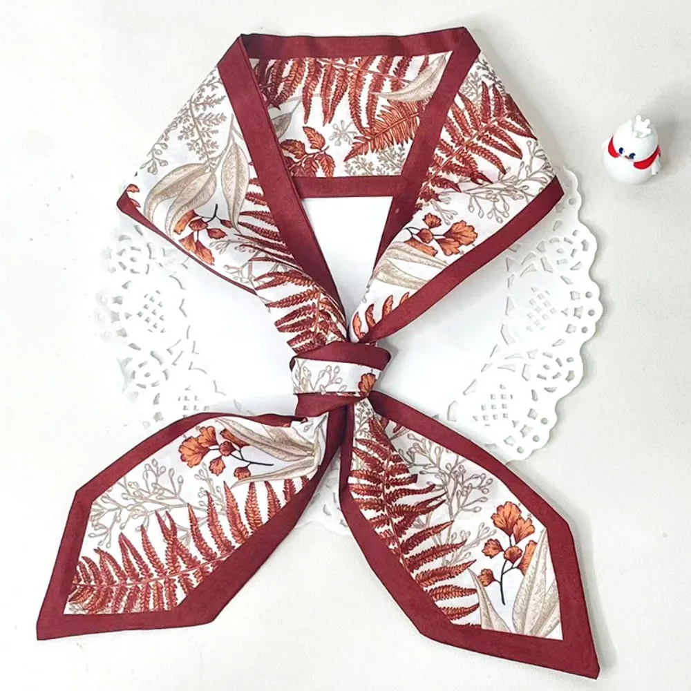 Neckerchief Camellia Scarves Textile ribbon Headband Diagonal scarf Mid-Autumn Festival gift box scarf dacron Plain weave