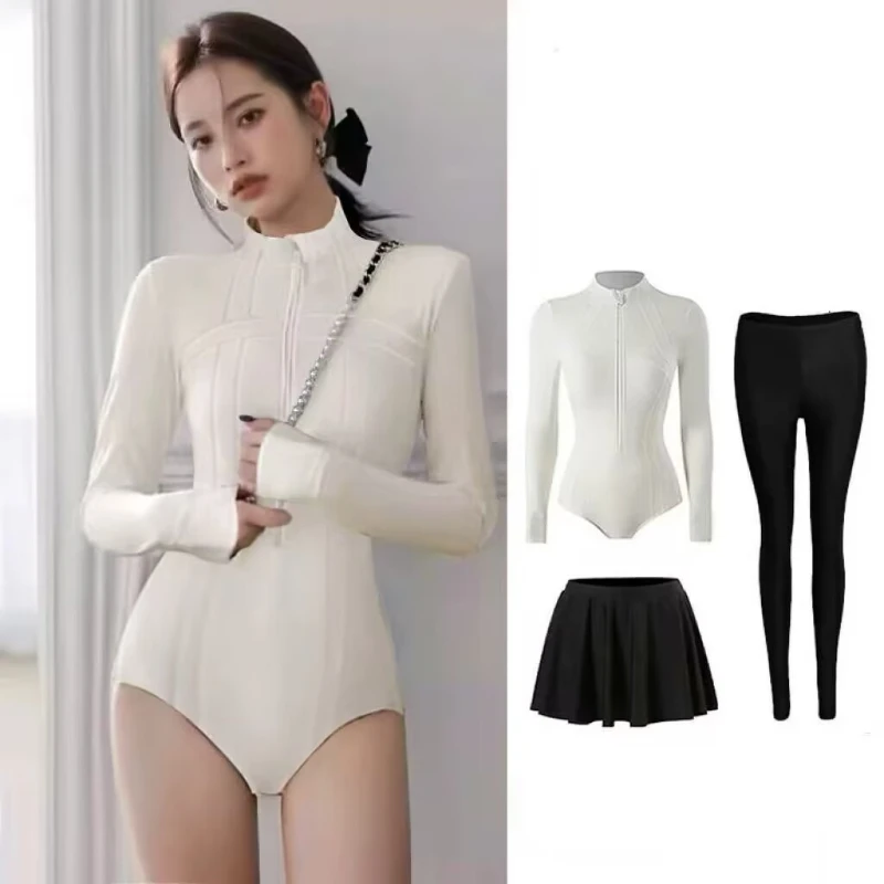 المرأة تصفح الغوص ملابس السباحة النيوبرين الدفء سبليت بذلة طويلة الأكمام الغوص الغوص بدلة غطس الوردي الأبيض ملابس السباحة