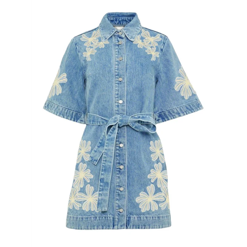 AOAO – Vestido feminino floral de algodão e linho com amarração e gravata boêmia para praia (com cinto)