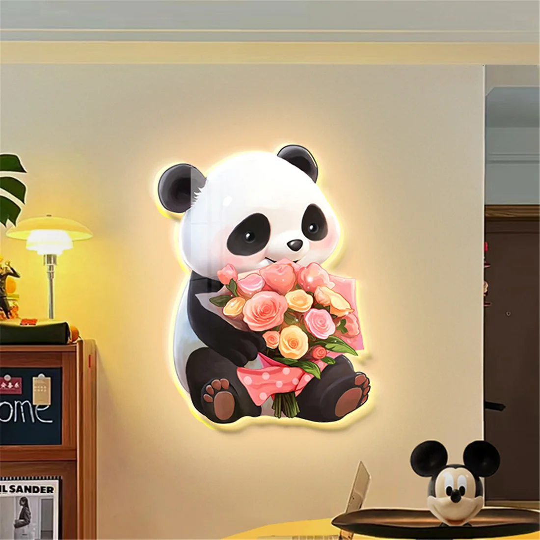 Cartoon Panda Rabbit Decorative Murals Led Wall Lamp Remote Control Living Room Corridor Study Sconce Kids Hallway Night Lights