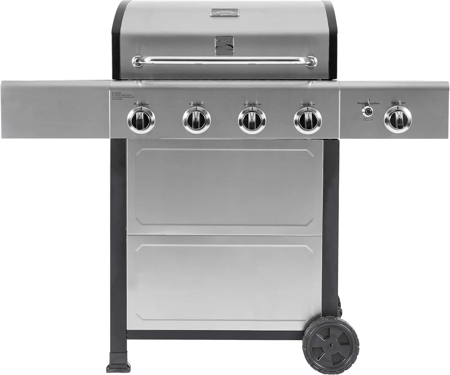 

4-Burner Gas Grill with Side Burner, Outdoor BBQ Grill, Propane Gas Grill, Cast Iron Cooking Grates, Electronic Ignition, Warmin
