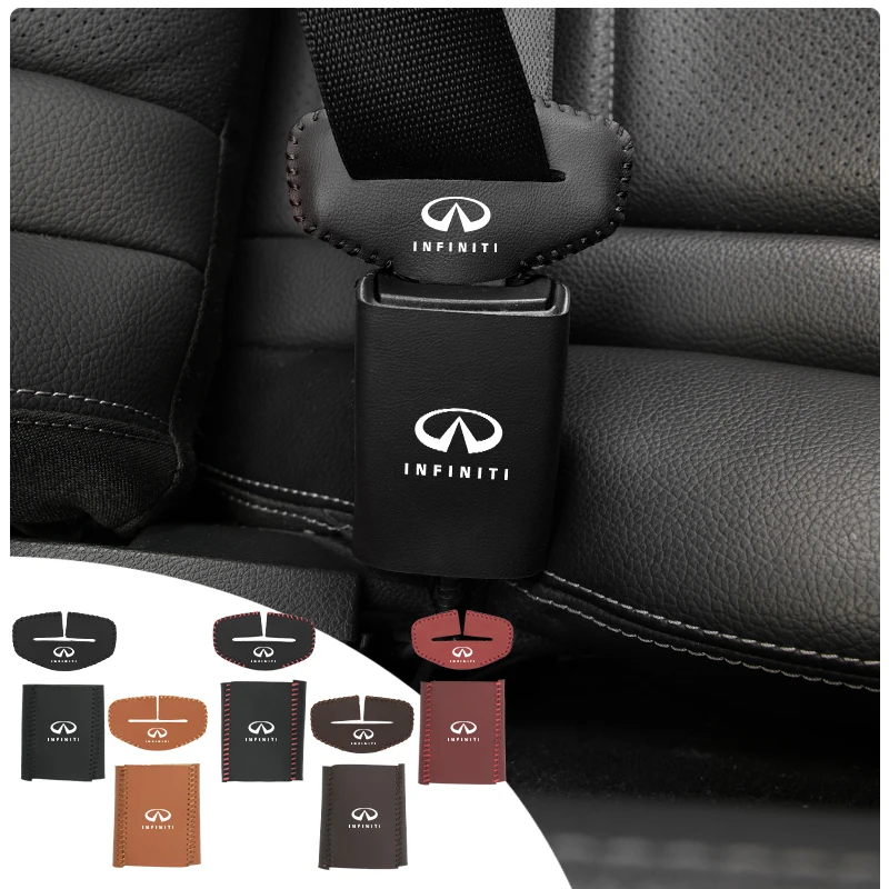 4pcs Car Seat Safety Belt Buckle Plug Anti-scratch Protector Case For Infiniti Q50 FX35 Q30 G37 Q70 QX70 G35 Q60 QX50 QX60