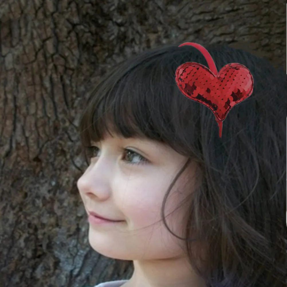

6Pcs Heart Sequin Headband Hair Hoops Elegant Loving Hair Accessories Birthday Party Holiday Headband