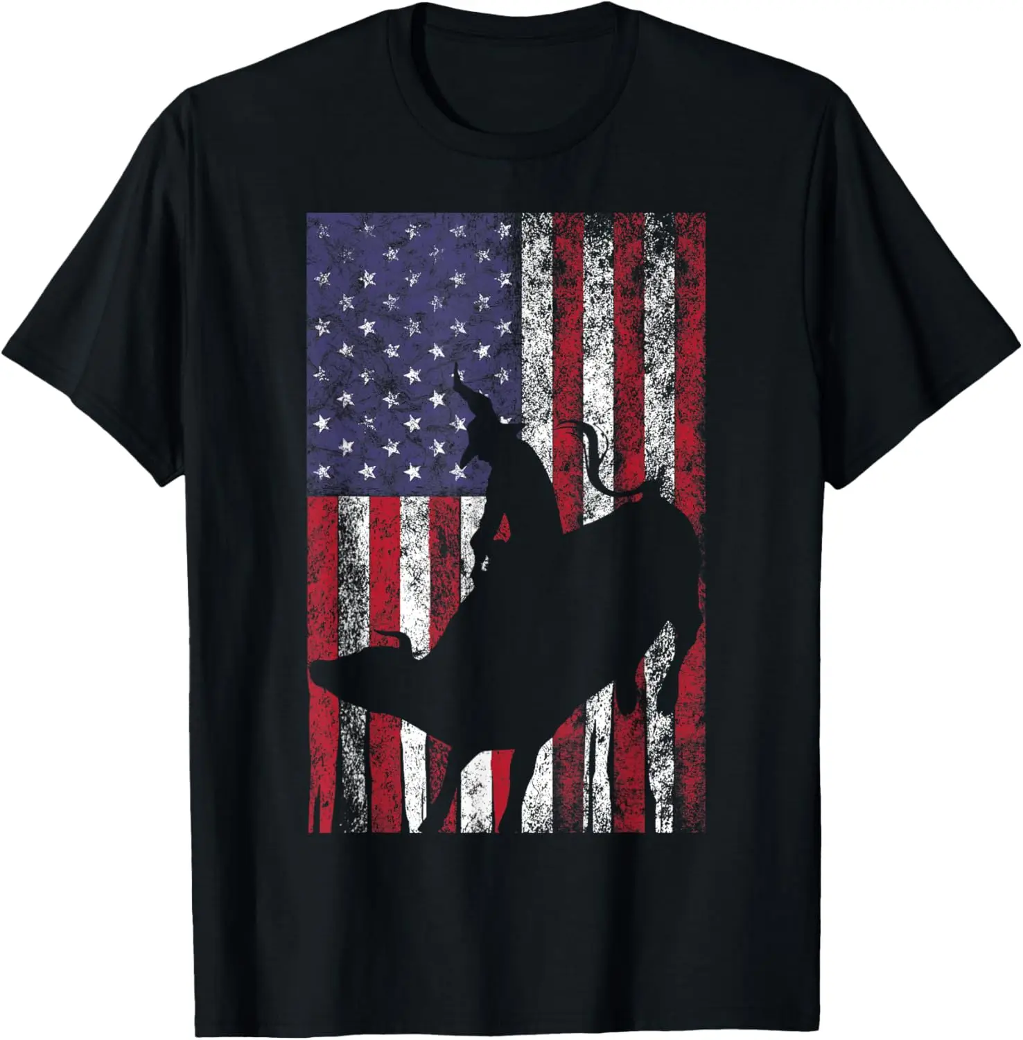 

Rodeo Bull Rider American Flag Patriotic Cowboy T-Shirt