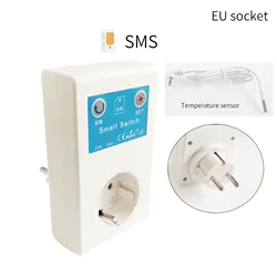 16A Smart Socket EU GSM Socket SMS Control SMS/APP/Free Call Control Temperature Sensor control for 2G SIM card