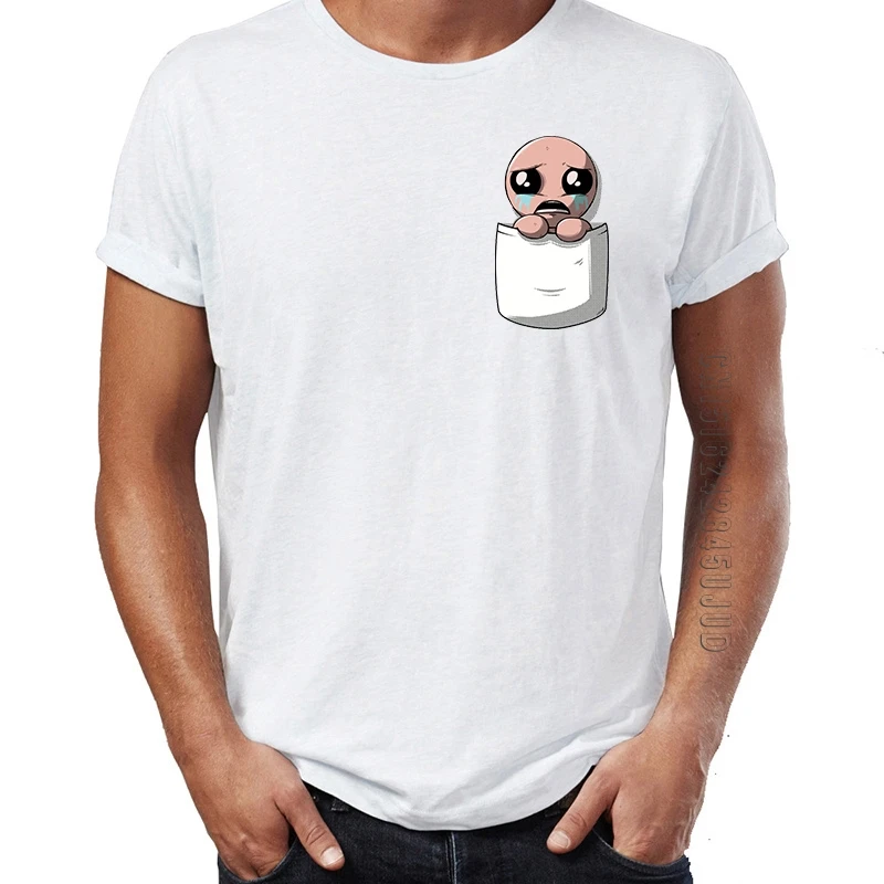 Men's T Shirt The Binding of Isaac Pocket Artwork Printing Tshirt For Male Graphic Tops & Tees O-Neck Camiseta