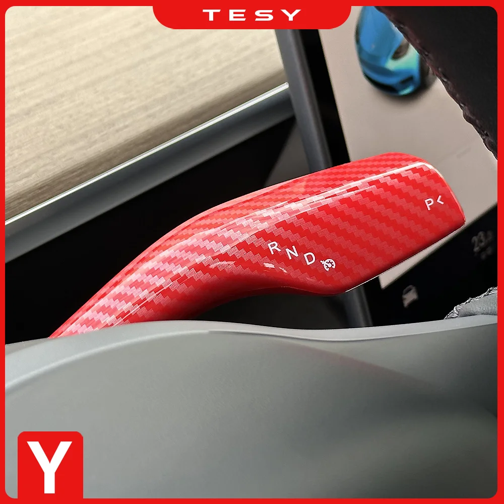 For Tesla 2021 2022 2023 Model Y Gear Shift Lever Cover Interior Remodel Patch Steering Wheel Protection Car Wiper ABS